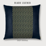 Meiji Era Maru Obi Silk Square Throw Pillow - Choice of Leather Colors
