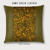 Vintage Japanese Loop Velvet Silk Square Throw Pillow - Choice of Leather Colors