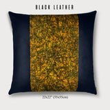 Vintage Japanese Loop Velvet Silk Square Throw Pillow - Choice of Leather Colors
