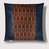 Vintage Abstract Pattern Japanese Tsumugi Silk Square Throw Pillow - Choice of Leather Colors