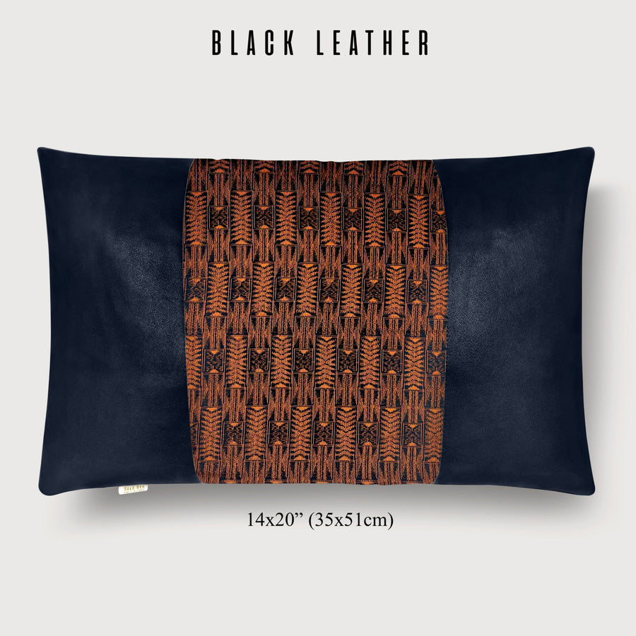 复古日本津木丝绸/黑色皮革：查看更多皮革颜色和枕头尺寸!