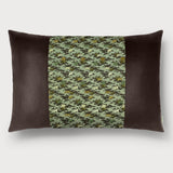 Antique Meiji Era Japanese Silk with Sparrows Lumbar Throw Pillow - Choice of Leather Colors
