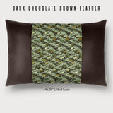 Antique Meiji Era Japanese Silk with Sparrows Lumbar Throw Pillow - Choice of Leather Colors