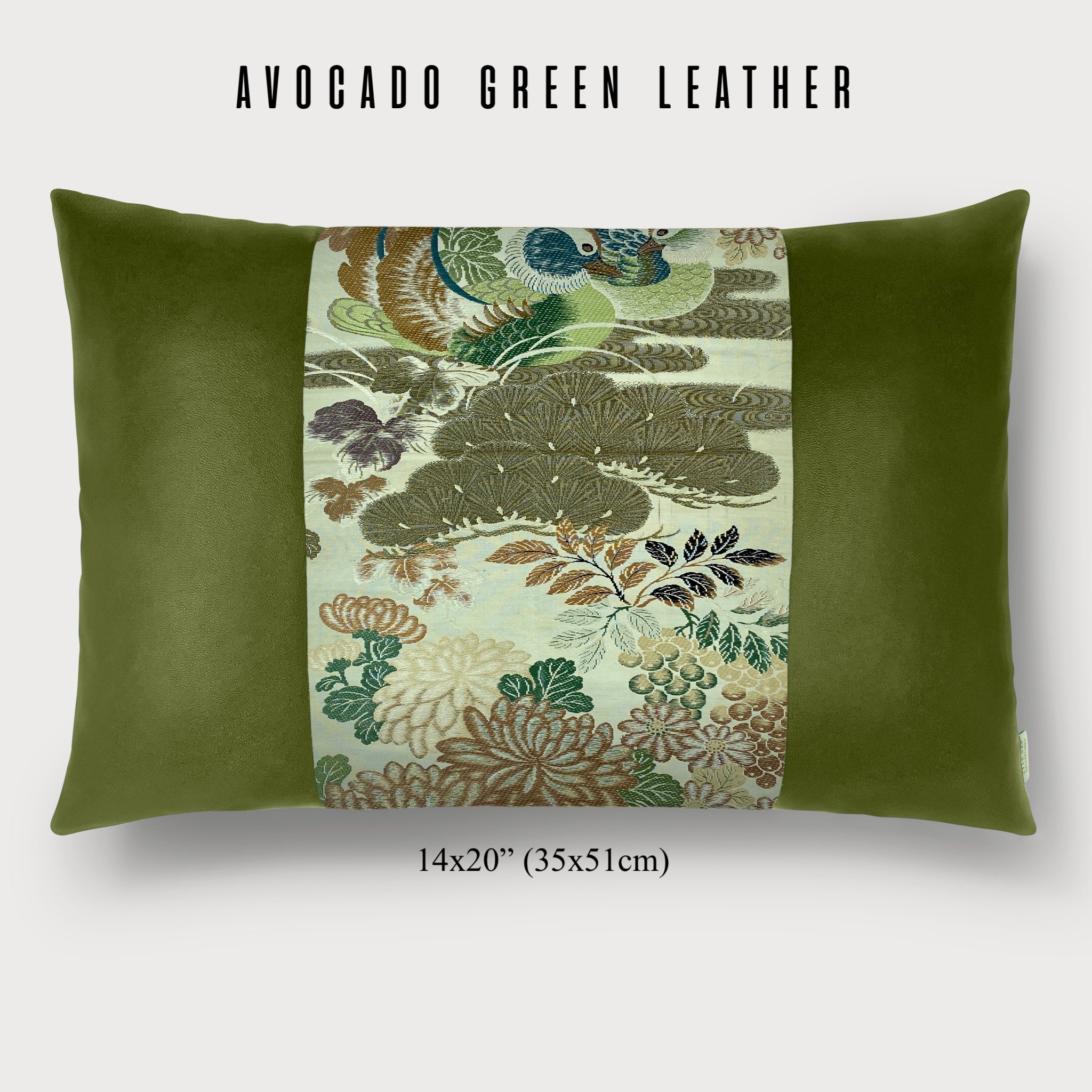 Mandarin Ducks Lumbar Throw Pillow - Choice of Leather Colors