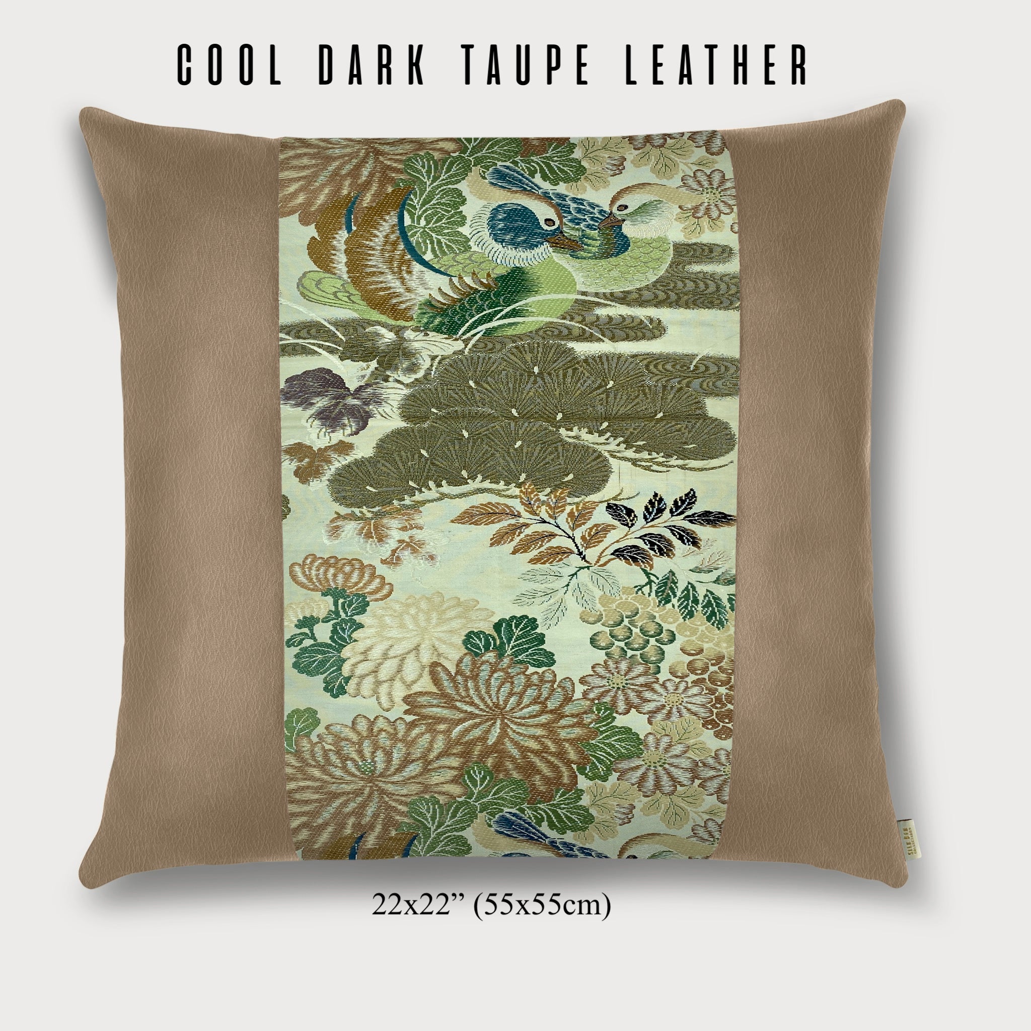 Mandarin Ducks Square Throw Pillow - Choice of Leather Colors