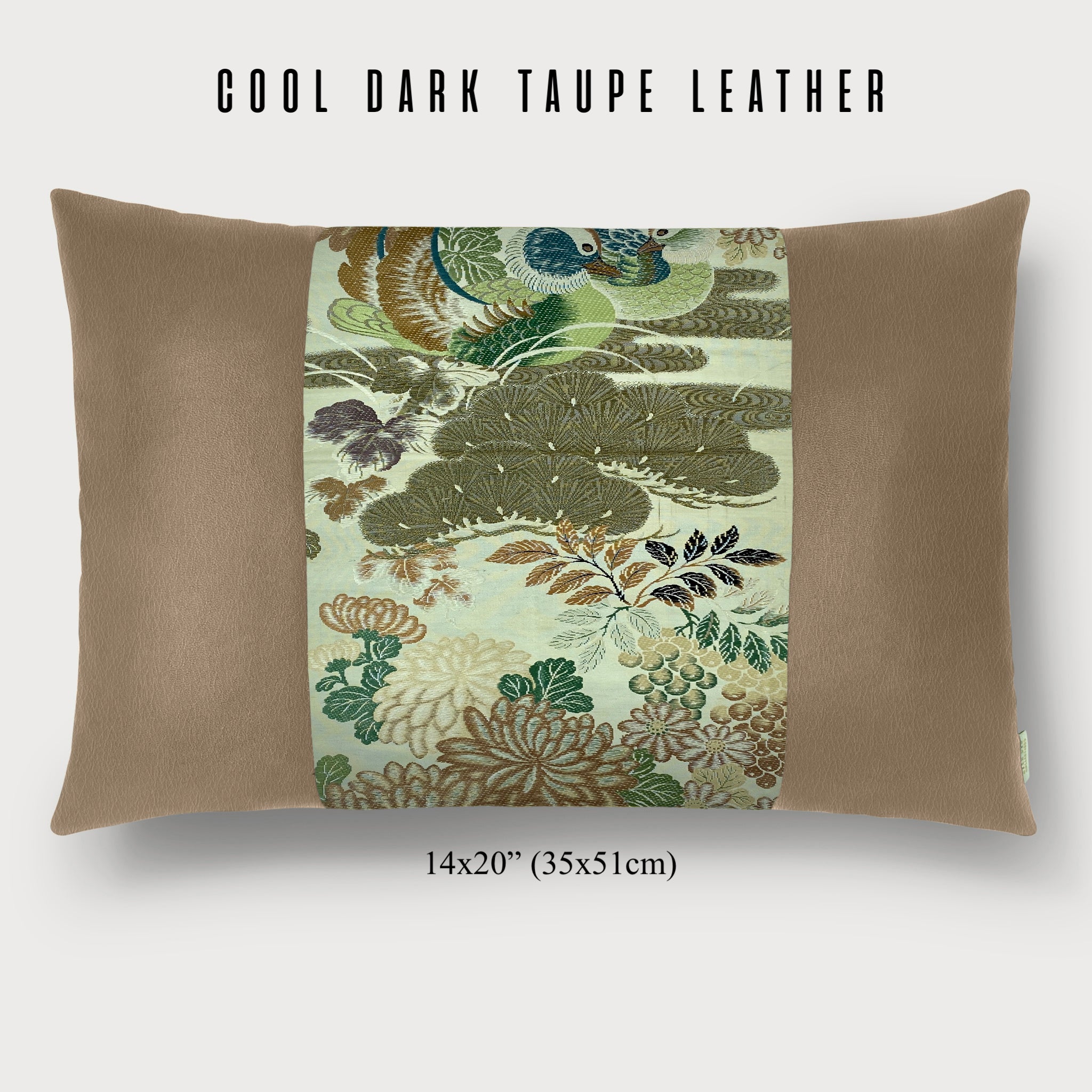 Mandarin Ducks Lumbar Throw Pillow - Choice of Leather Colors