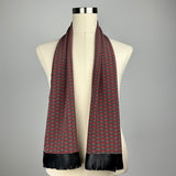 Camellia Tsubaki 椿 Silk Scarf - Black Leather Fringe