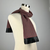 Camellia Tsubaki 椿 Silk Scarf - Black Leather Fringe