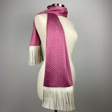 Pink Shibori Silk Scarf - Choice of Leather Fringe Colors