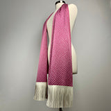 Pink Shibori Silk Scarf - Choice of Leather Fringe Colors