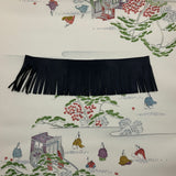 Custom Cream Silk Scarf with Noble People Scenery - Choice of Length and Leather Fringe