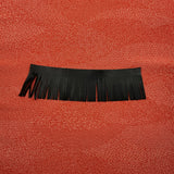 Custom Red Edo Komon Silk Scarf - Choice of Length and Leather Fringe