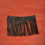 Custom Red Edo Komon Silk Scarf - Choice of Length and Leather Fringe