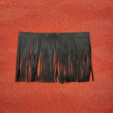 Custom Red Edo Komon Silk Scarf - Choice of Length and Leather Fringe