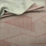 Geometric Gray Silk Scarf - Black Leather Fringe