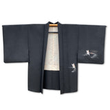 Vintage Black Silk Haori Karako (唐子) Pattern
