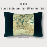 'Shishi' and Clouds Throw Pillow - Shearling Fur and Black Leather