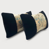 'Shishi' and Clouds Throw Pillow - Shearling Fur and Black Leather