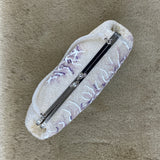 Beaded Purse From Japan With White & Purple Abstract Motif (Vintage 1950's-1960's) Fits Most Cell Phones
