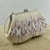 Beaded Purse From Japan With White & Purple Abstract Motif (Vintage 1950's-1960's) Fits Most Cell Phones