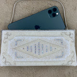 Beaded Purse From Japan With Diamond Motif Accented by Rhinestones (Vintage 1950's-1960's) Fits Most Cell Phones