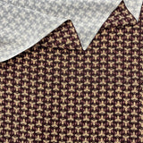 Paulownia Crest Silk Scarf with Brown Leather Fringe