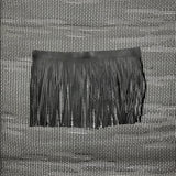 Custom Black and White Silk Scarf - Choice of Length and Leather Fringe