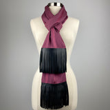 Trapezoid Silk Scarf - Choice of Long Leather Fringe Color