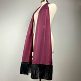 Trapezoid Silk Scarf - Choice of Long Leather Fringe Color