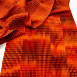 Highrise Silk Scarf with Long Black Leather Fringe