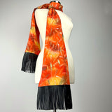 Fireworks Silk Scarf - Choice of Long Leather Fringe Color