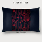 14x20" Pillow with Vintage Japanese Silk and Black Leather