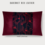 14x20" Pillow with Vintage Japanese Silk and Cabernet Red Leather