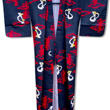 Pre-1940's Vintage Silk Black and Red Meisen (Ikat) (銘仙) Kimono
