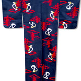 Pre-1940's Vintage Silk Black and Red Meisen (Ikat) (銘仙) Kimono