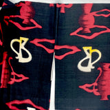Pre-1940's Vintage Silk Black and Red Meisen (Ikat) (銘仙) Kimono