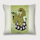 Fukusa Noh Actor with Fan - Square Throw Pillow with Choice of Leather Colors