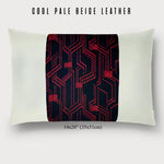 14x20" Pillow with Vintage Japanese Silk and Cool Pale Beige Leather