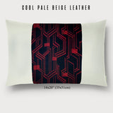 14x20" Pillow with Vintage Japanese Silk and Cool Pale Beige Leather