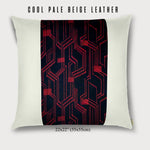 22x22" Pillow with Vintage Japanese Silk and Cool Pale Beige Leather